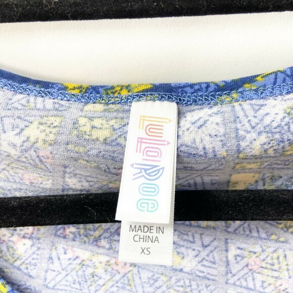 Lularoe XS Womens Unicorn Perfect T Blue Geometric Print Top - Picture 3 of 6
